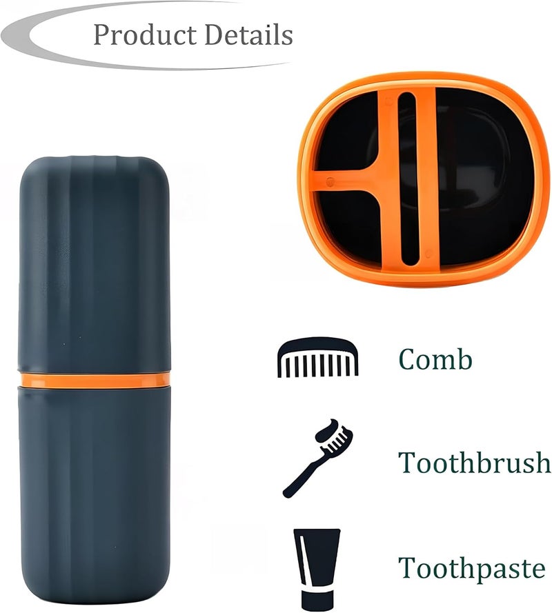 ZORGONS Toothbrush Cup Toothbrush Holder with Cover Travel Boothbrush Holder Portable Toothbrush Case and Carrier for Bathroom School Business Trip (Blue) - Image 2